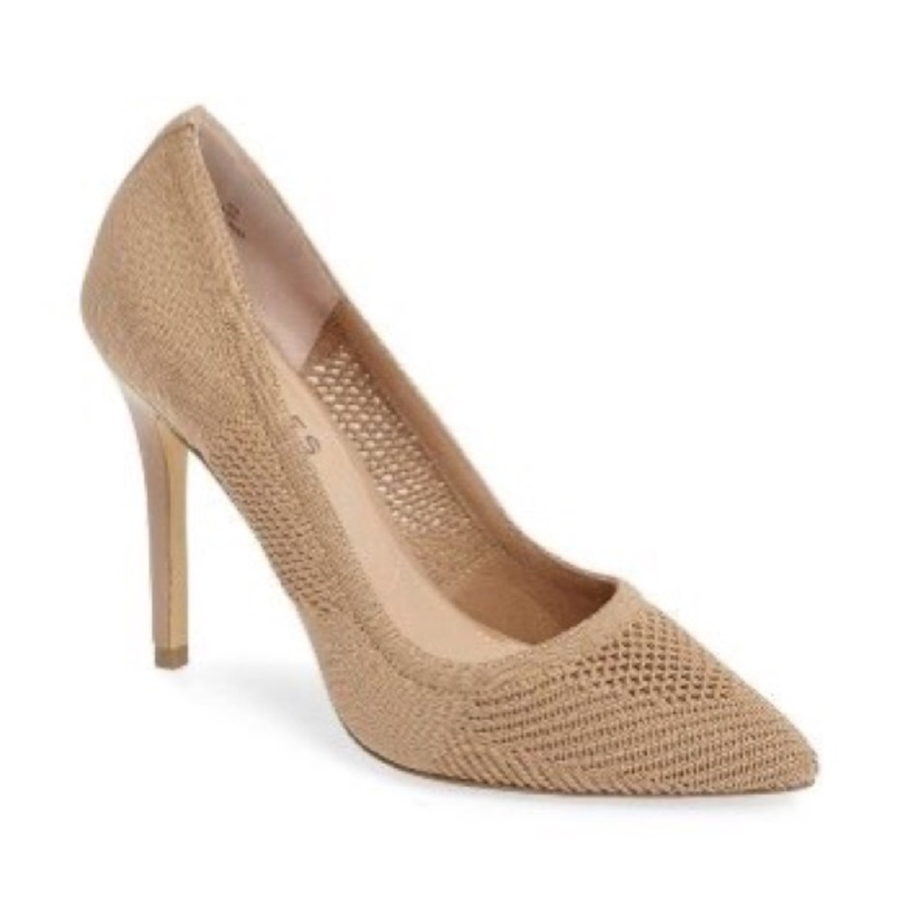 Charles David knit pasey crochet pump heel beige 7